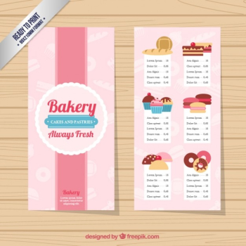 Cute bakery menu template Cute bakery menu template