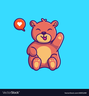 cute bear waving hand cartoon