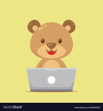 cute bear working with laptop cute bear working with laptop