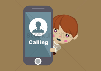 Cute boy hiding behind the phone Cute boy hiding behind the phone