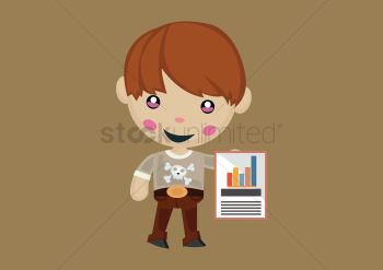 Cute boy holding statistics report Cute boy holding statistics report