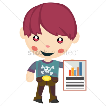 Cute boy holding statistics report Cute boy holding statistics report