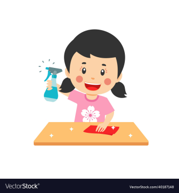 cute boy is cleaning the table cute boy is cleaning the table