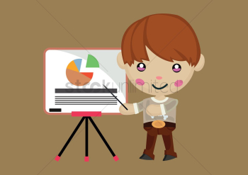 Cute boy presenting statistics Cute boy presenting statistics