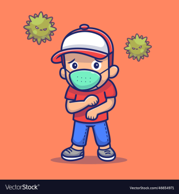 cute boy with mask and virus cartoon cute boy with mask and virus cartoon