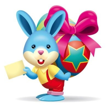Cute bunny brings easter egg Cute bunny brings easter egg