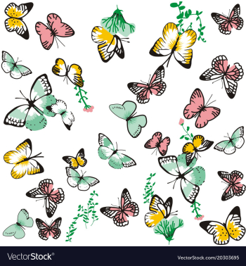Cute butterfly pattern vector image Cute butterfly pattern vector image