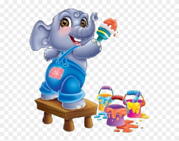 Cute Cartoon Animal Painting - New School Baby Elephant Cute Cartoon Animal Painting - New School Baby Elephant