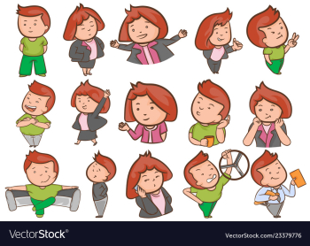 Cute cartoon characters on set vector image Cute cartoon characters on set vector image