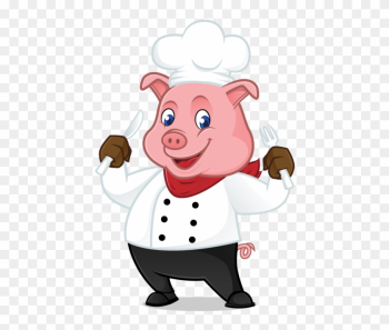 Cute Cartoon Chef Pig Vector Illustration - Chef Pig Cute Cartoon Chef Pig Vector Illustration - Chef Pig