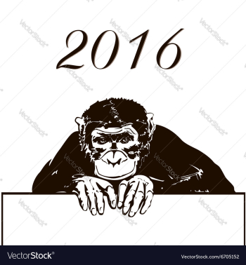 Cute cartoon monkey silhouette vector image