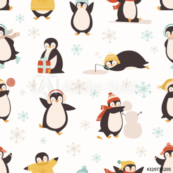 Cute cartoon penguin seamless pattern Cute cartoon penguin seamless pattern
