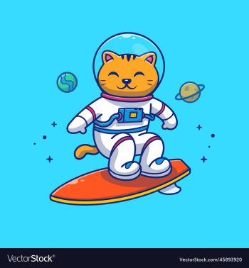 cute cat astronaut surfing in space cartoon cute cat astronaut surfing in space cartoon