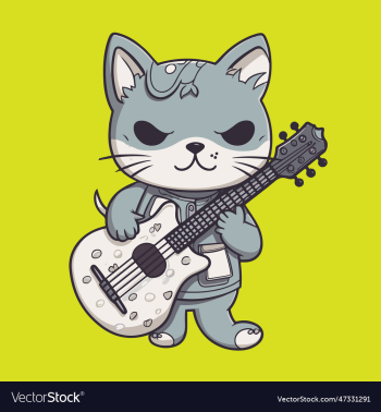 cute cat with guitar design