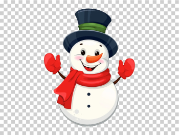 Cute Cheerful Christmas Snowman PNG