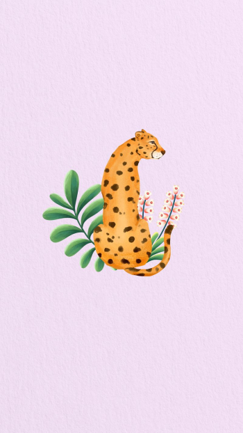 Cute cheetah iPhone wallpaper, purple | Free Photo Illustration - rawpixel