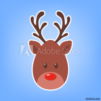 Cute christmas brown reindeer head with red nose
