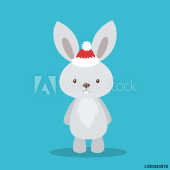 Cute christmas bunny in Santa hat Cute christmas bunny in Santa hat