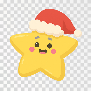 Cute Christmas Star with Santa Hat