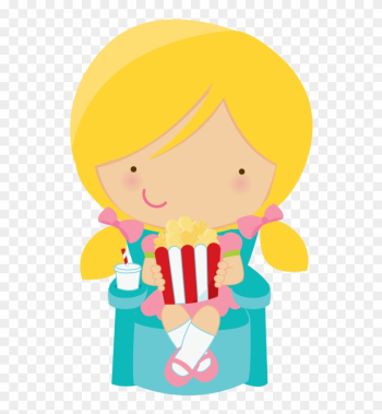 Cute Clipart Girl Eating Popcorn Minus - Girl Eating Popcorn Cartoon
