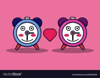 cute clock mascot in love flat design cute clock mascot in love flat design