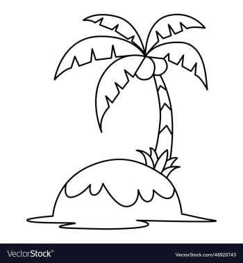 cute coconut tree cartoon coloring page