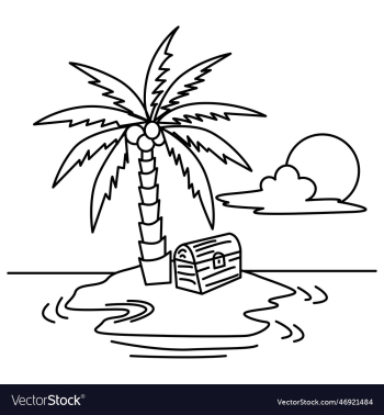 cute coconut tree cartoon coloring page