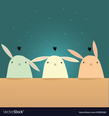 cute colorful rabbits sitting at the table cute colorful rabbits sitting at the table