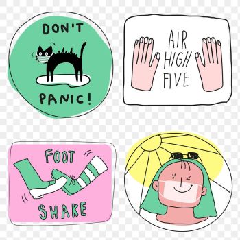 Cute COVID-19 png doodle journal stickers set Cute COVID-19 png doodle journal stickers set
