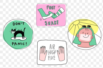 Cute COVID-19 png doodle journal stickers set Cute COVID-19 png doodle journal stickers set