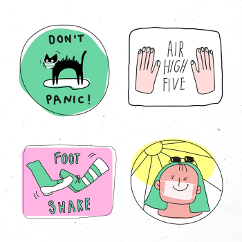 Cute COVID-19 vector doodle journal stickers set Cute COVID-19 vector doodle journal stickers set