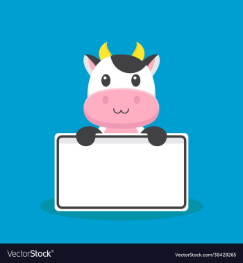 cute cow holding blank text board cute cow holding blank text board