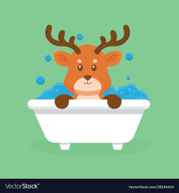 cute deer take bath cartoon character cute deer take bath cartoon character