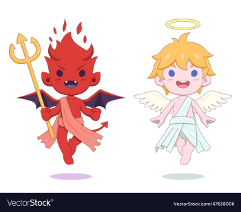 cute devil and angel cartoon