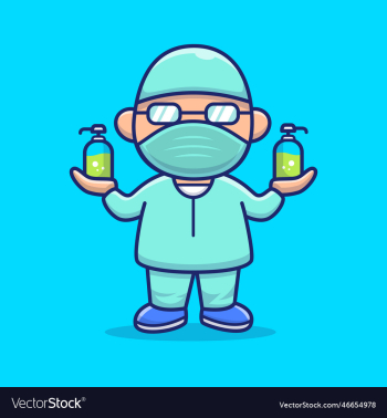 cute disinfectant man cartoon