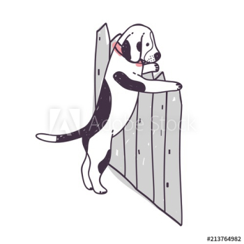 Cute dog trying to climb over fence and escape Cute dog trying to climb over fence and escape