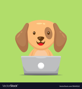 cute dog working with laptop cute dog working with laptop
