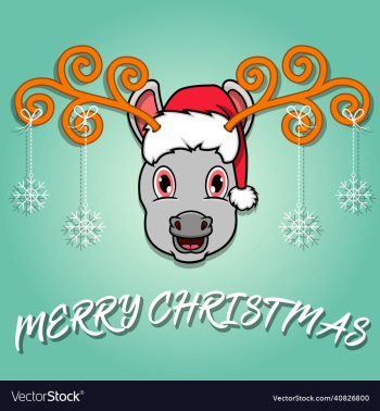 cute donkey head cartoon christmas card wearing cute donkey head cartoon christmas card wearing