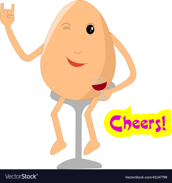 cute egg cartoon in party mood having drink cute egg cartoon in party mood having drink