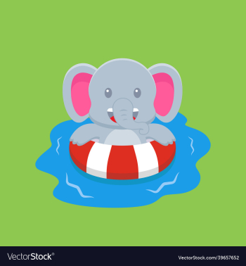 cute elephant swimming summer cartoon