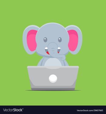 cute elephant working with laptop cute elephant working with laptop