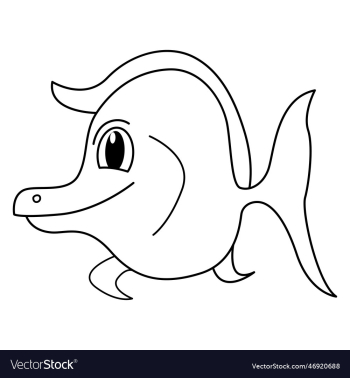 cute fish cartoon coloring page for kids