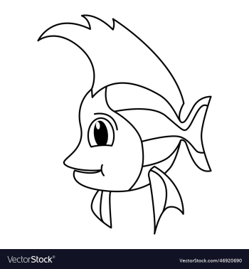 cute fish cartoon coloring page for kids