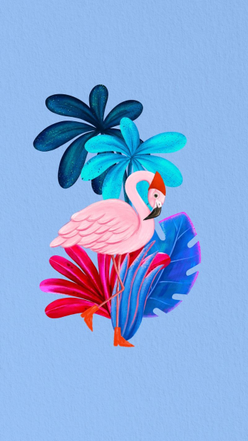 Cute flamingo iPhone wallpaper, blue | Free Photo Illustration - rawpixel