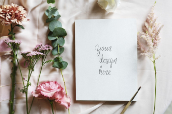 Cute floral card mockup design | Free PSD Mockup - rawpixel