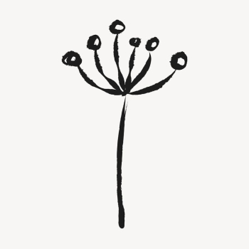 Cute flower sticker, doodle in black | Free PSD Illustration - rawpixel