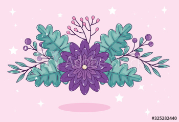 cute flower with leafs decoration design cute flower with leafs decoration design