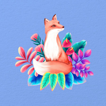 Cute fox illustration, blue floral | Free Photo Illustration - rawpixel Cute fox illustration, blue floral | Free Photo Illustration - rawpixel