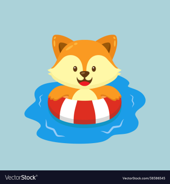 cute fox swimming summer cartoon cute fox swimming summer cartoon