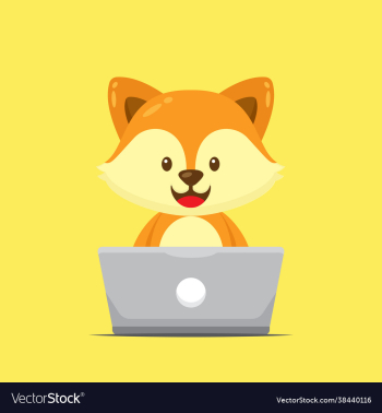 cute fox working with laptop cute fox working with laptop